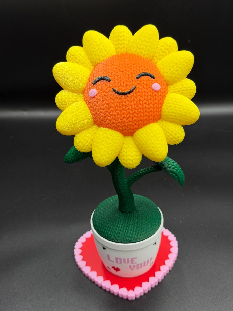 Crocheted Sunflower 3D Printed