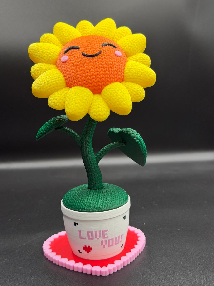 Crocheted Sunflower 3D Printed