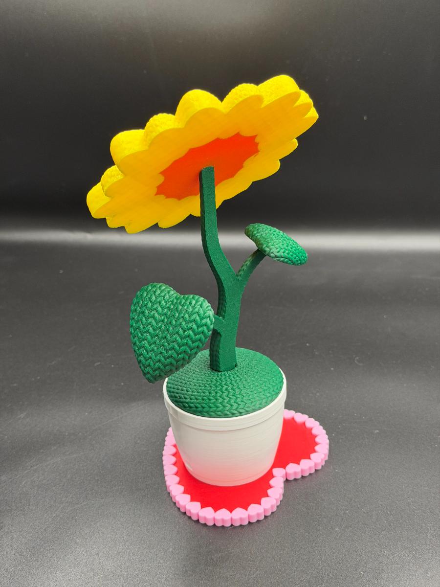 Crocheted Sunflower 3D Printed